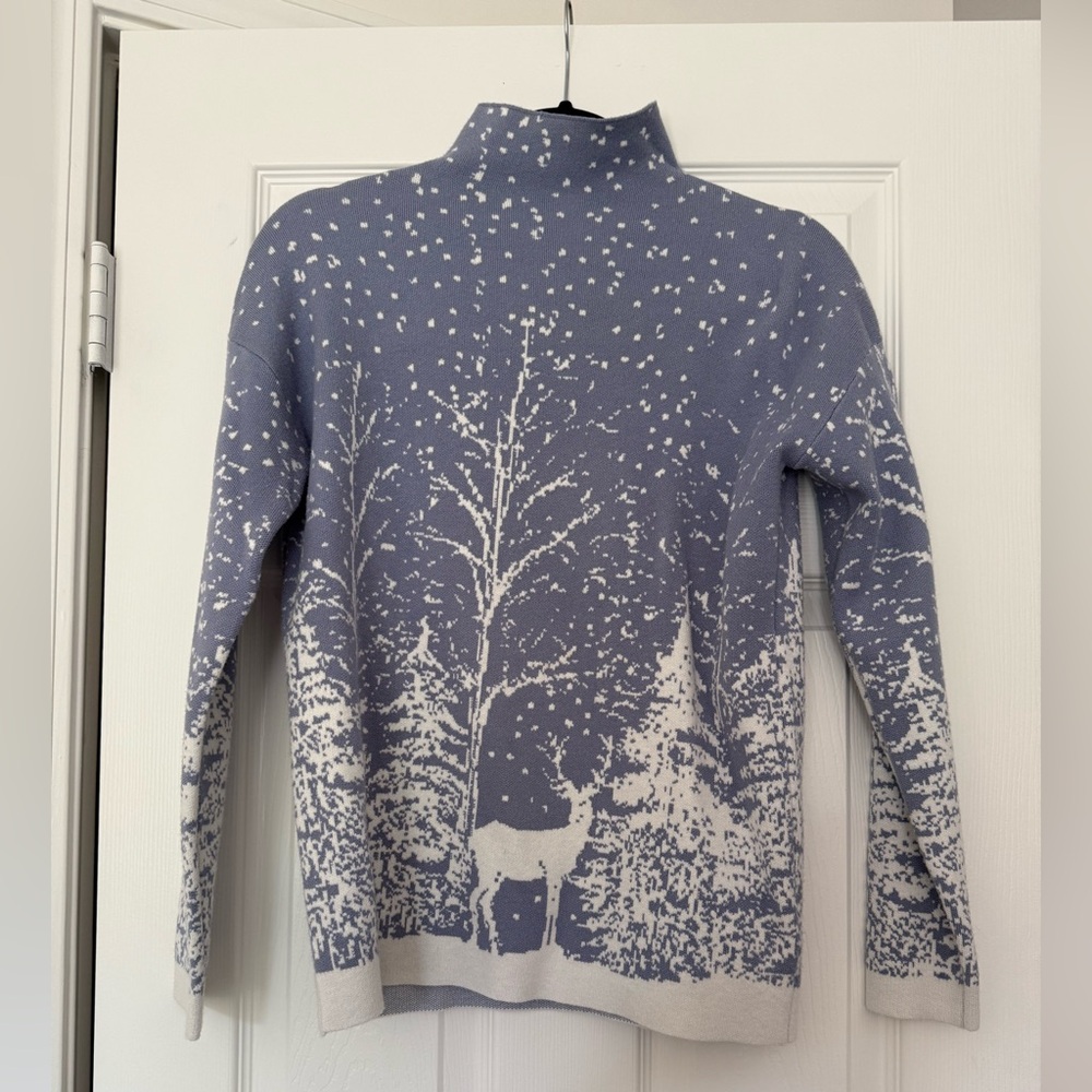 Winter Wonderland mock neck Blue Sweater